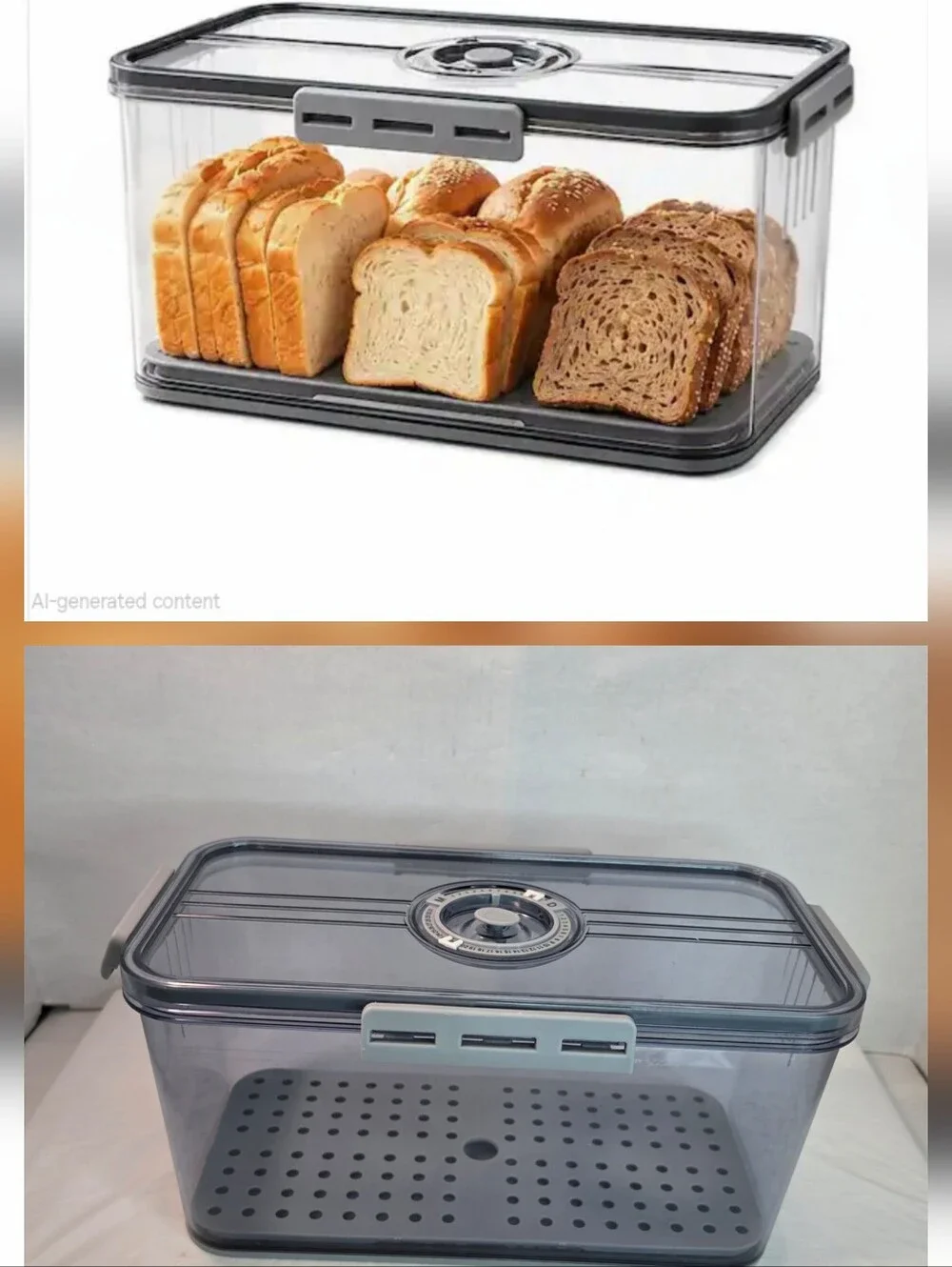 KHKFY Airtight Bread Box for Kitchen Counter with Time Recording Lid.  NWOT